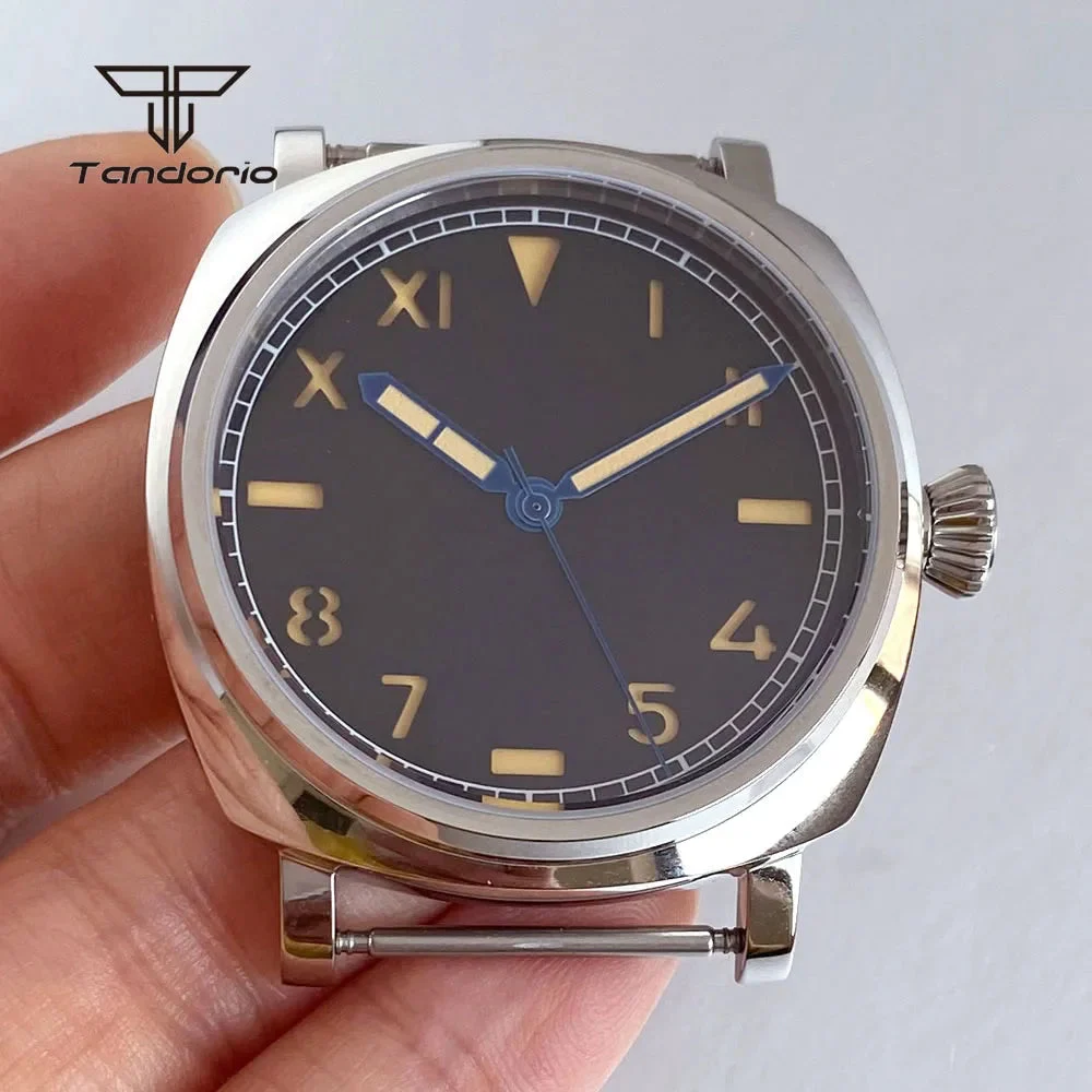 Tandorio Polished Square Watch Case 42mm Rediomir Mod Parts 35mm Sandwich Dial+Hands Fit NH35 NH36 NH38 Miyota8215 821A 8205 ETA2824 PT5000 ST2130 Sapphire 1005010609447516-case-for ETA2824 PT5000 42 mm kol saati