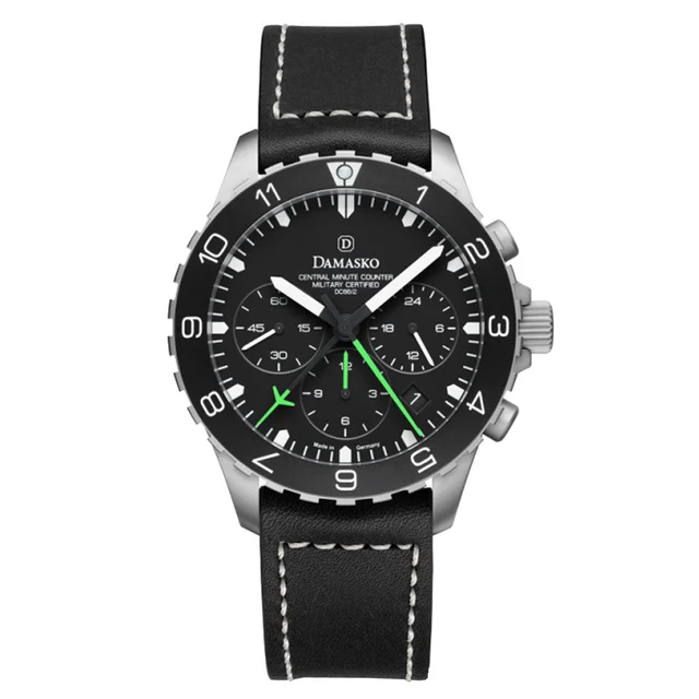 Damasko Chronograph with Stopwatch and 12-hour Totalizer with Green Accents #DC86/2-Gn kol