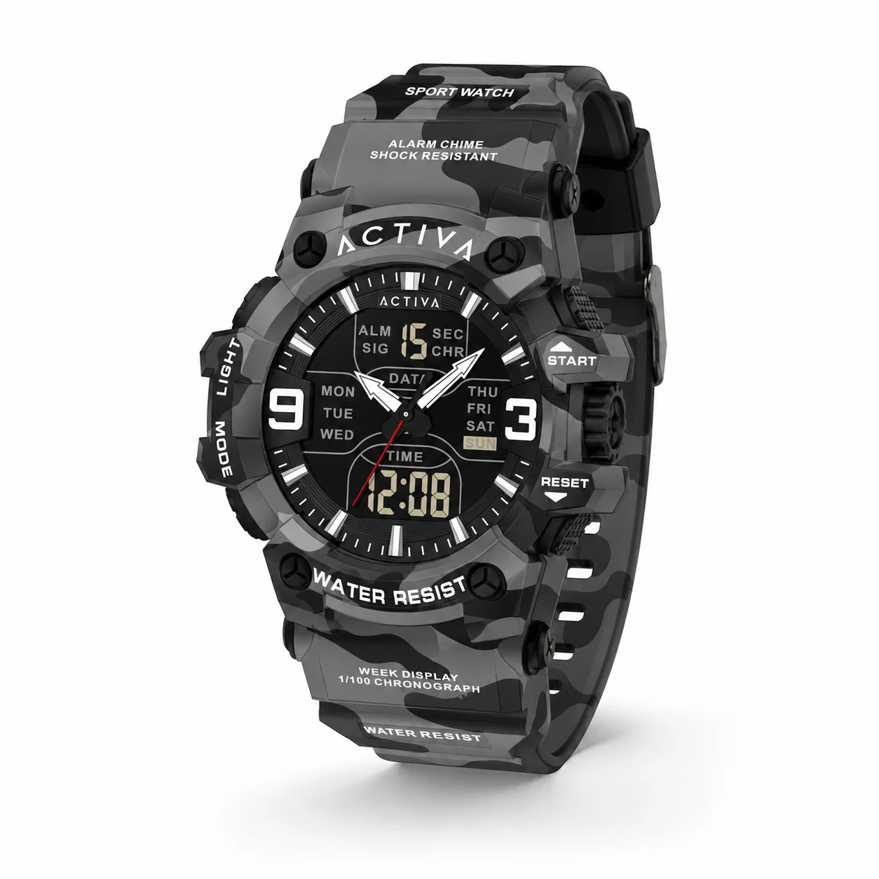 Activa Vulkor X Invicta Digital Watch - 53mm. Camouflage. Grey (ACW8049MC-003) kol saati
