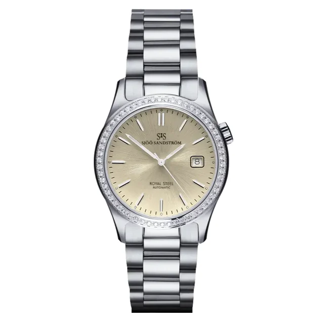Sjöö Sandström Royal Steel Classic SS-1836-1-Champagne-Diamond kol saati