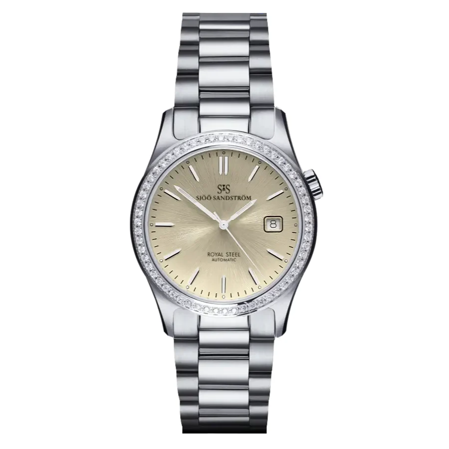 Sjöö Sandström Royal Steel Classic SS-1836-1-Champagne-Diamond 36 mm kol saati