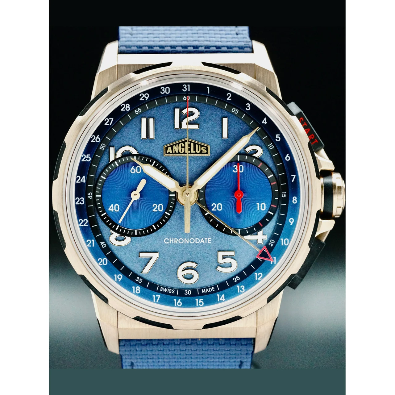 Angelus Chronodate Gold Blue NAP210009N1945 kol saati