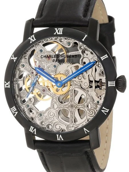 Charles Hubert Paris Charles Hubert Premium Collection Skeleton Mechanical Hand Wind Watch #3931 45 mm kol saati