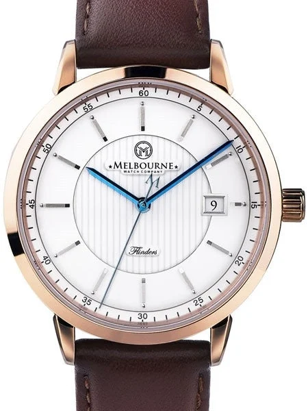 Melbourne Flinders Swiss Automatic Dress Watch with White Dial, Sapphire Crystal #FL.40.A.