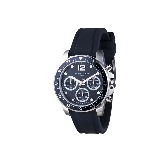 NATION Swank Multifunction watch with Black Dial and Black Bezel with a Rubber Strap CNI.0