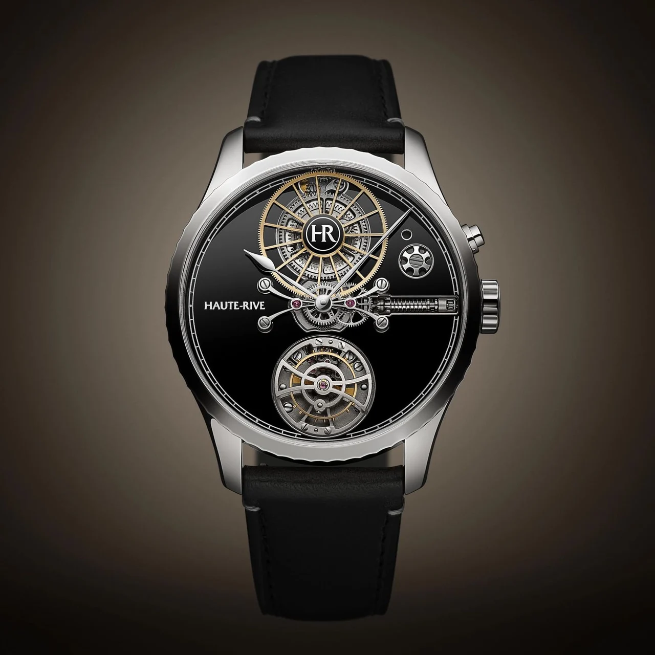 Haute-Rive Haute Rive Honoris I Stainless Steel Black Enamel Dial Smooth Bezel HR-H1-SS-BL kol saati