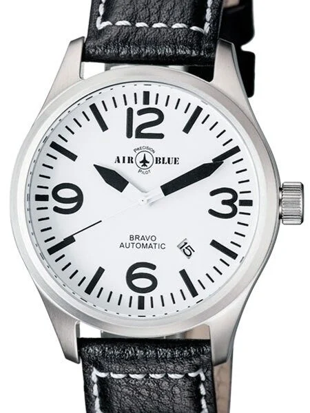 Air Blue Bravo Automatic Pilot Watch with 44mm Case, Sapphire Crystal #BRAVOAUTOSSWHT kol