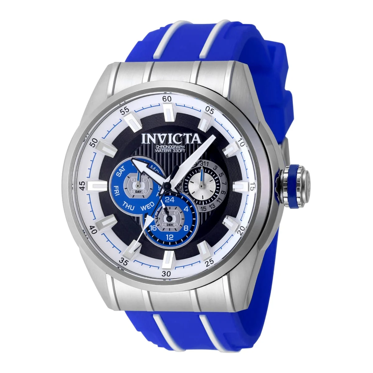 Invicta Open Box Speedway Trackline Watch - 48mm, White, Blue (AIC-49050) 48 mm kol saati