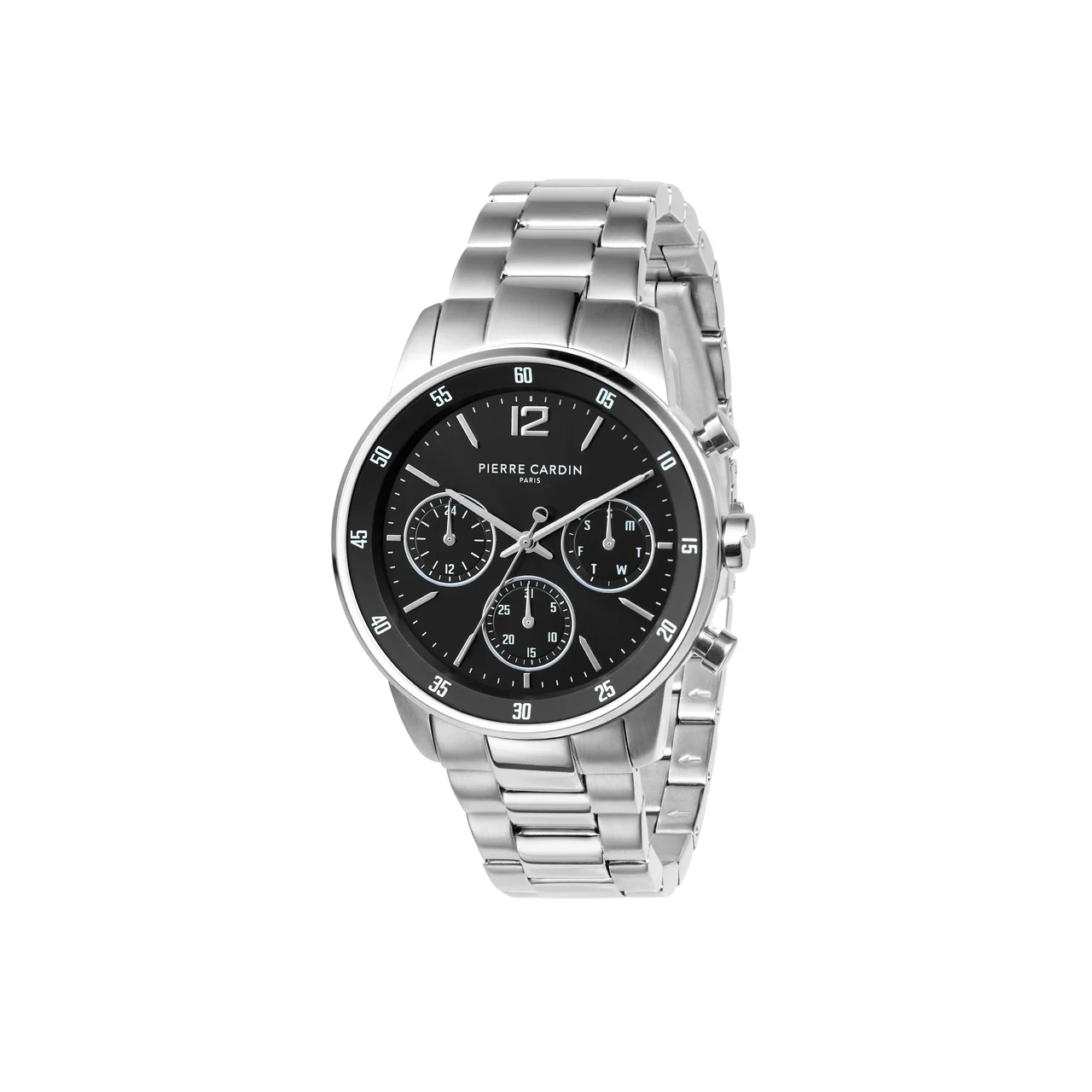 MONTROUGE PRIM Multifunction watch with Black Dial and Metal Links Strap CMR.1003 40 mm kol saati