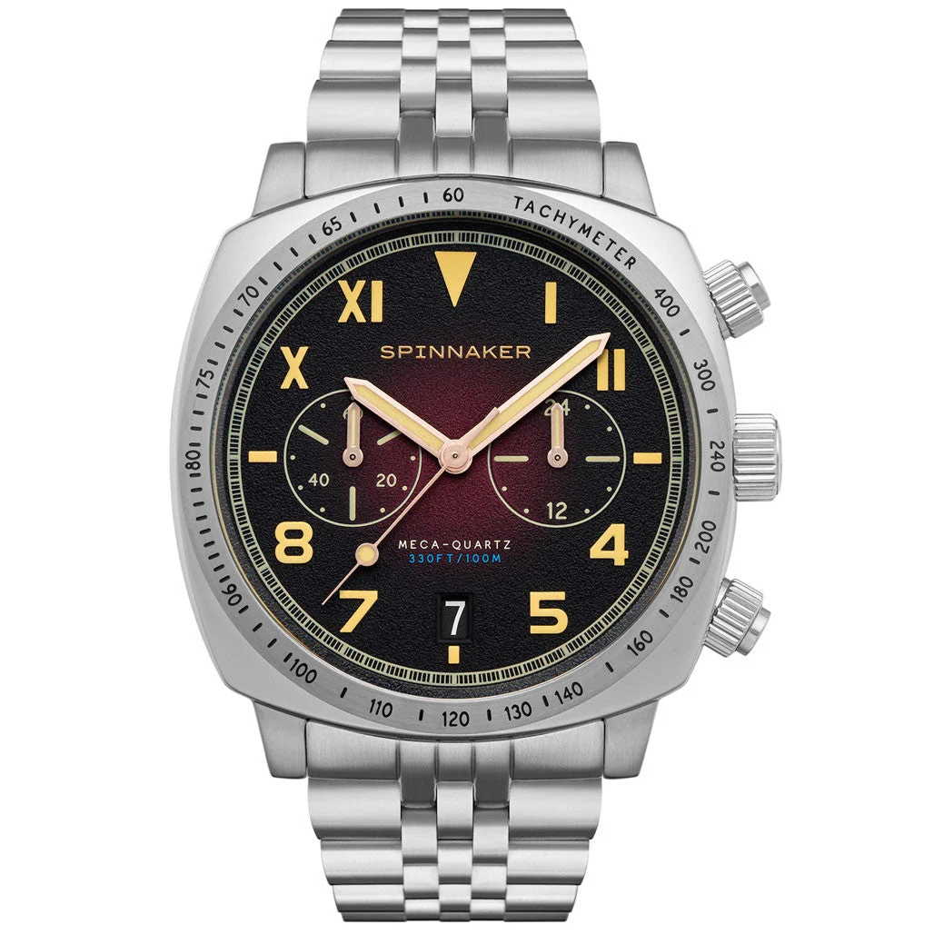 Spinnaker Hull Oxblood California Dial Chronograph with 42mm Case #SP-5092-22 42 mm kol saati