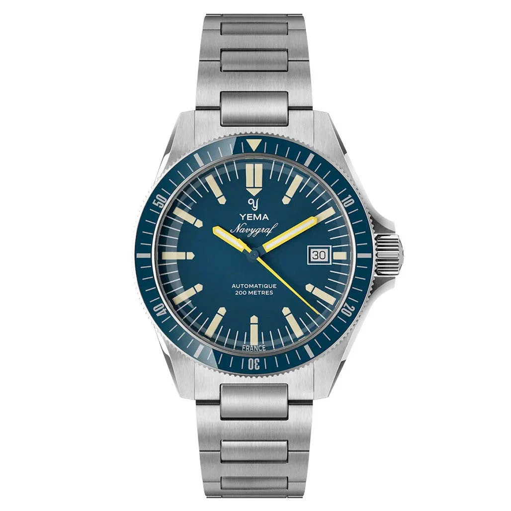 Yema Navy Heritage with Blue Dial on Bracelet # -10 YEMA-10 46 mm kol saati