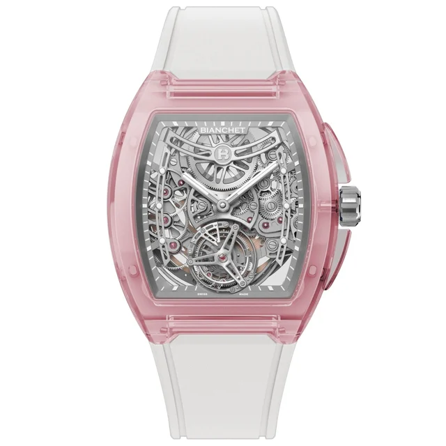 Bianchet Ultrafino Tonneau Skeleton Sapphire Pink TNUFFTSKSPPK kol saati