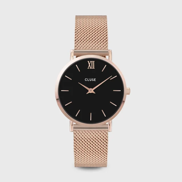 CLUSE Minuit Watch Mesh, Black, Rose Gold Colour CW0101203003 kol saati