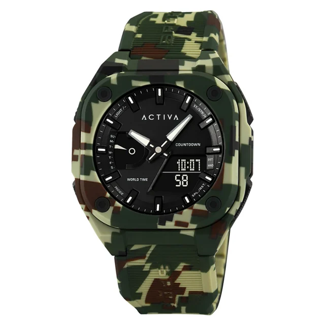 Invicta Activa X Digital Watch - 44.8mm, Camouflage, Green (ACW2328-003) kol saati