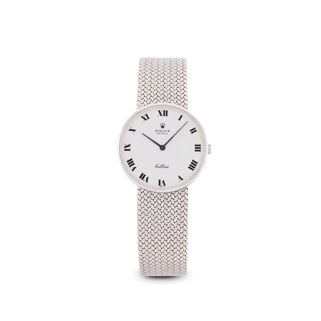 Rolex Ref. 3842, Thin, Integrated Bracelet; “Cellini”; 18K white gold kol saati