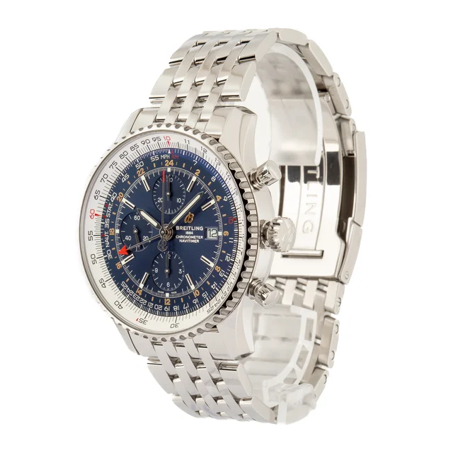 Breitling Navitimer B01 Chronograph 46 Blue Index Dial A24322121C2A1 kol saati