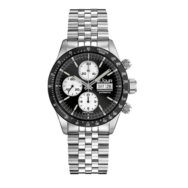 Le Jour Mans Swiss Automatic Chronograph with Black Dial #LJ-LM-006 kol saati