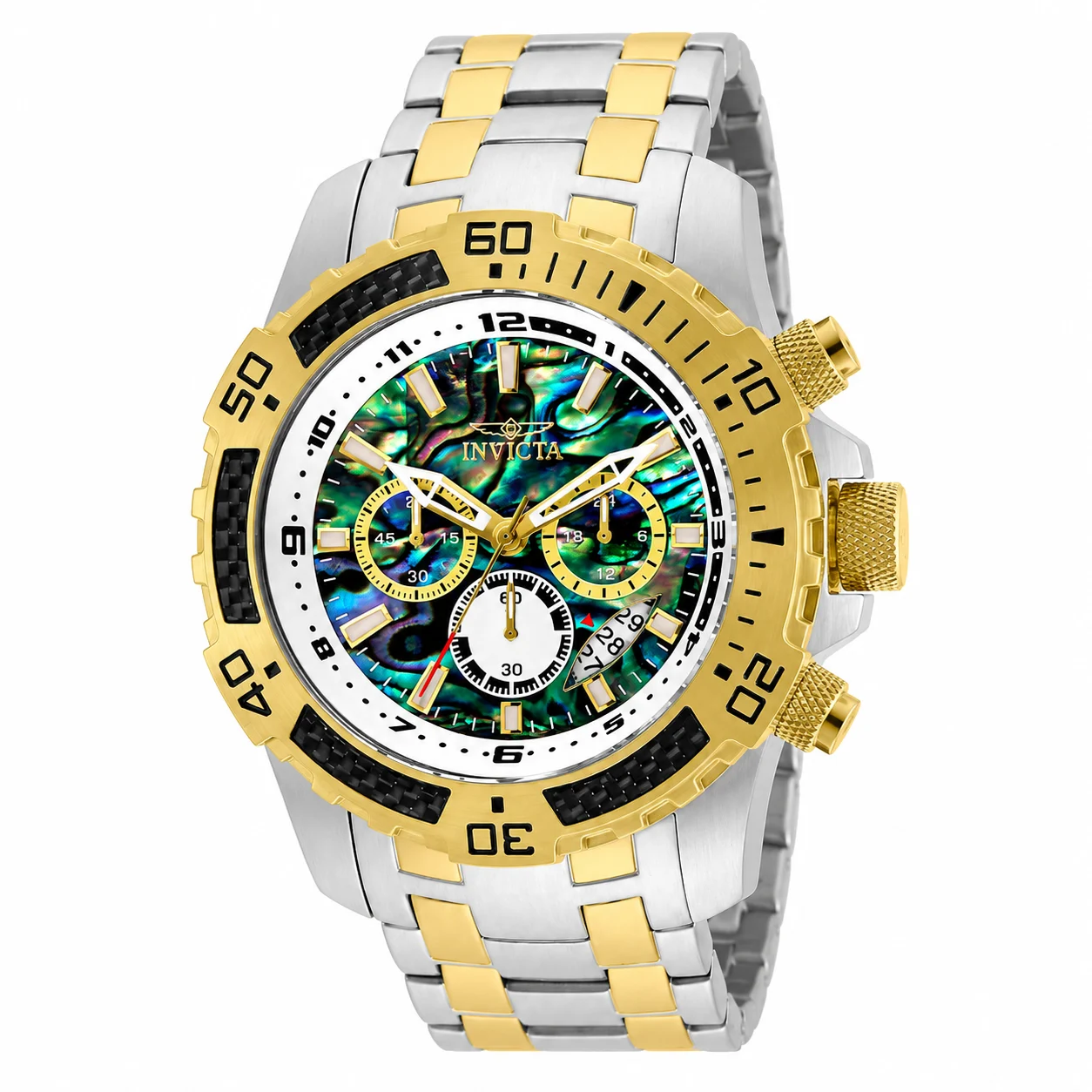 Invicta Pro Diver SCUBA Watch w/ Abalone Dial - 51mm. Steel. Gold (25093) 51 mm kol saati