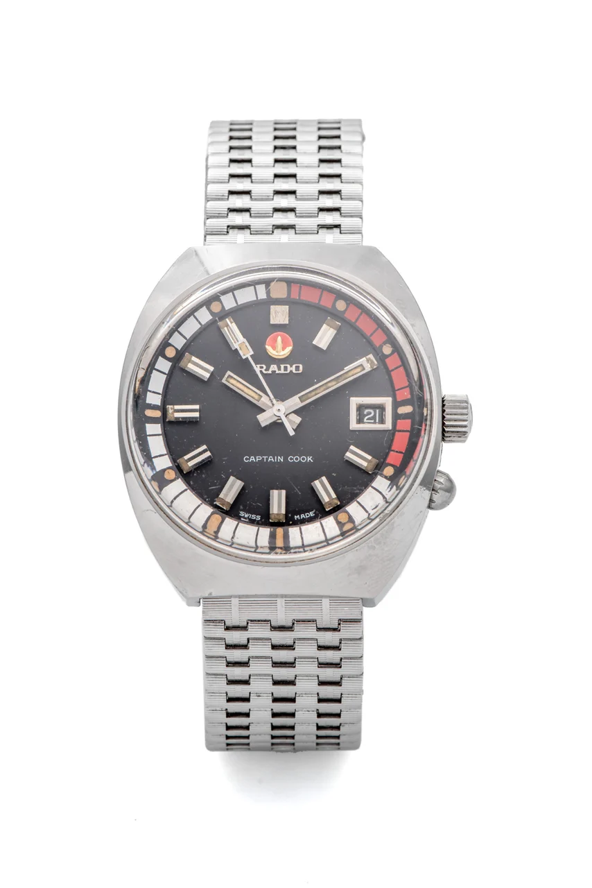 Rado Ref. 11773 / 1, diver’s, self-winding, centre-seconds, date, black dial; “Captain Cook” “Water-Sealed”; stainless steel kol saati