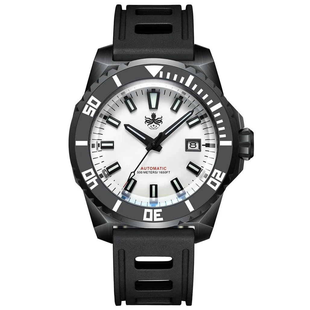 Phoibos Leviathan 500-Meter Automatic Dive Watch with Black DLC Case, AR Sapphire Crystal #PY032D 45 mm kol saati