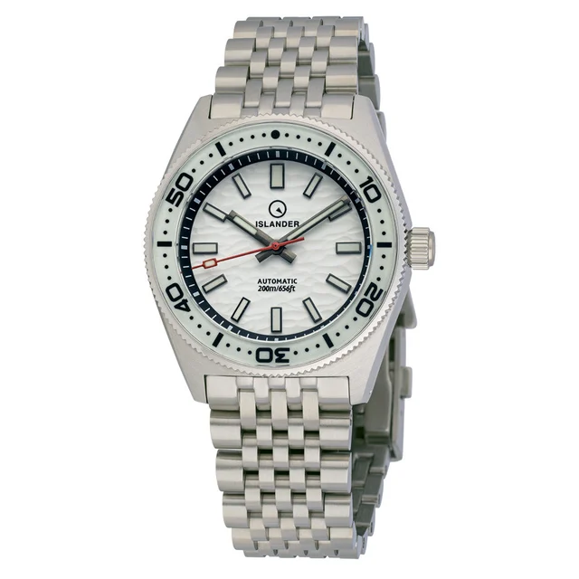 Islander Northport 37mm Automatic Watch with White Ripple Dial #ISL-290 kol saati