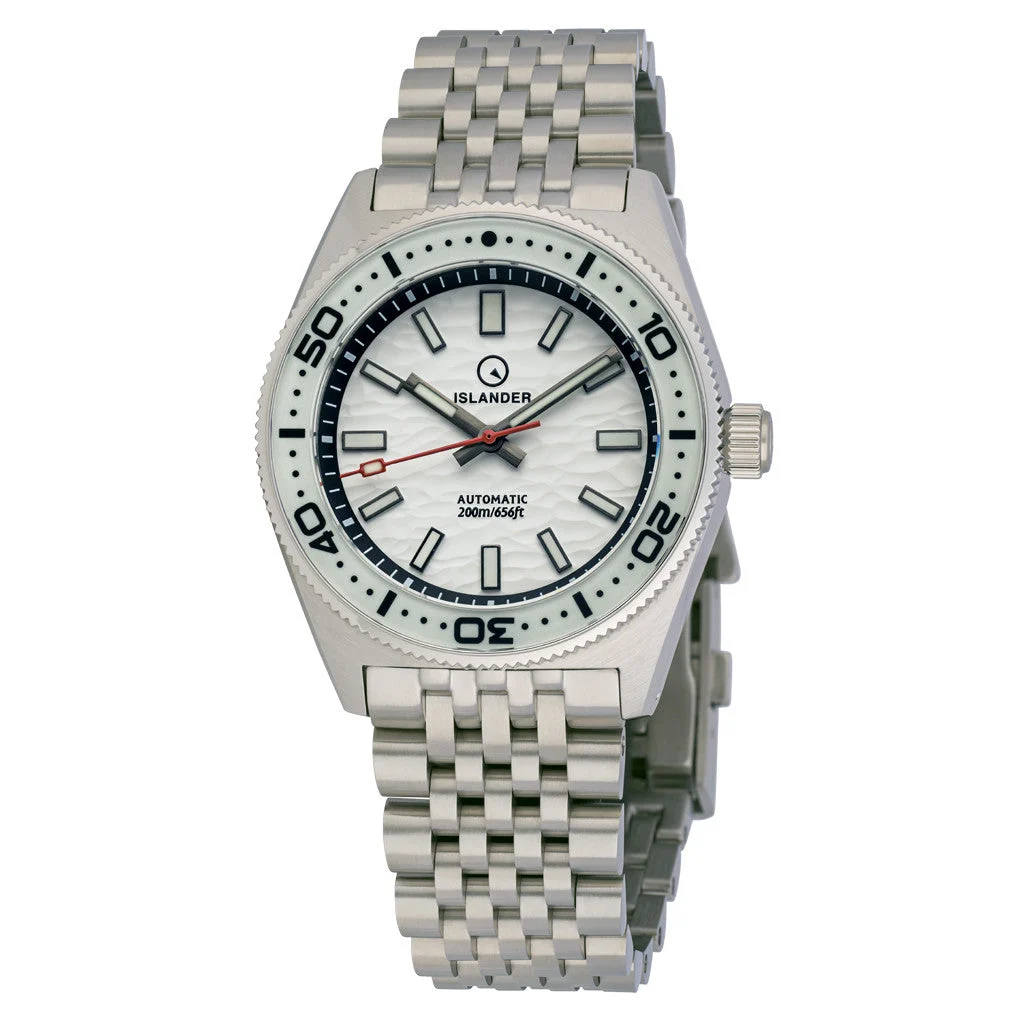 Islander Northport 37mm Automatic Watch with White Ripple Dial #ISL-290 37 mm kol saati