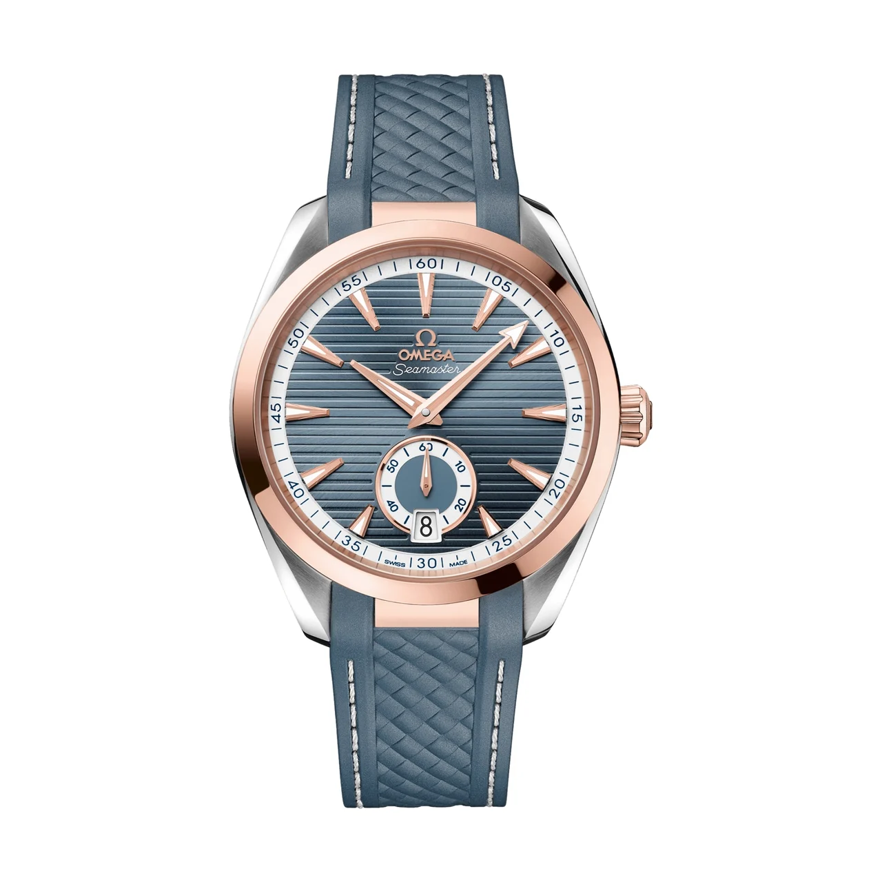 OMEGA Seamaster Aqua Terra 150M Small Seconds Sedna™ Gold 41mm - Blue on Strap O22022412103001 41 mm kol saati