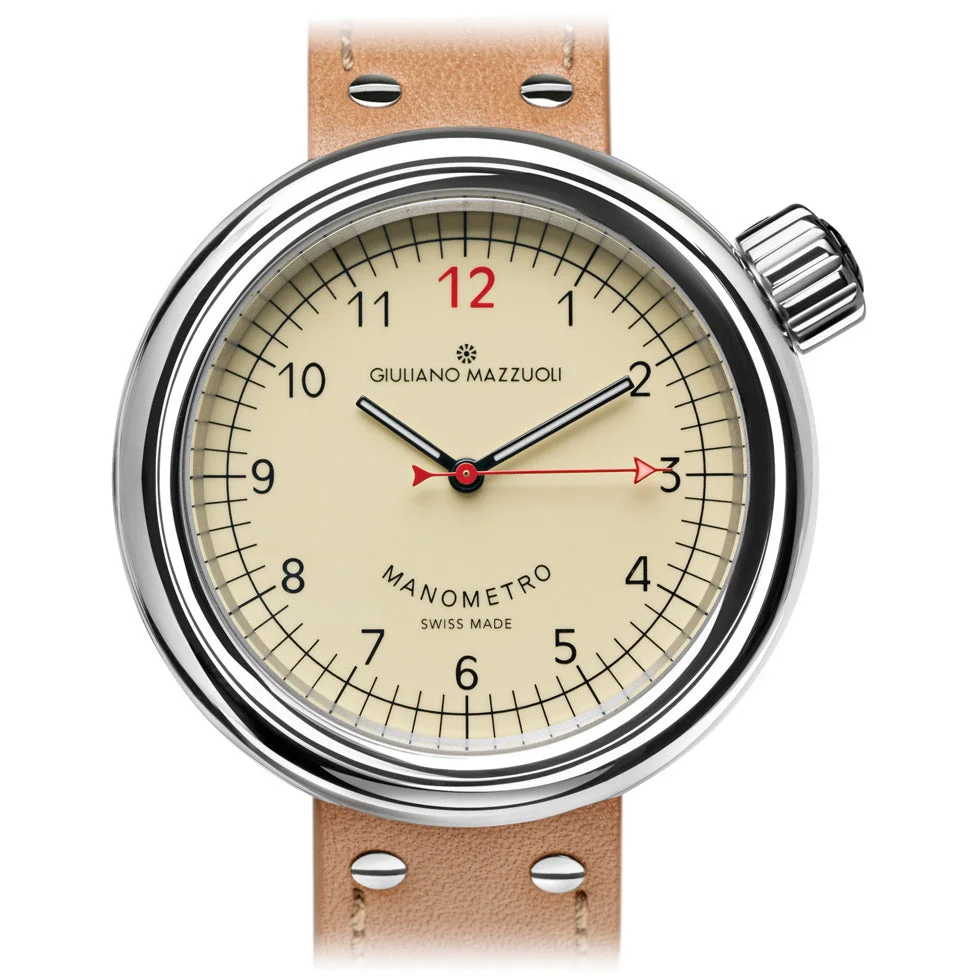 Giuliano Mazzuoli Manometro Ivory Polished Stainless Steel MRP01N kol saati