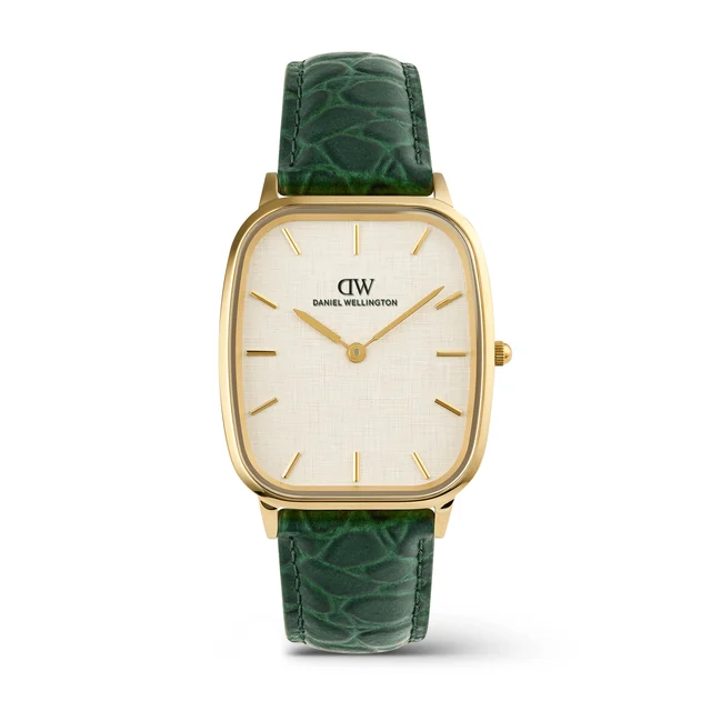 DANIEL WELLINGTON Marlon Green Croc Belly Linen Gold DW00100954 kol saati