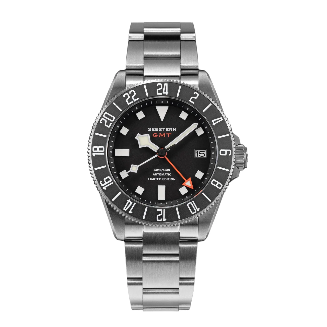 Sugess Seestern S462 Titanium Professional GMT Diver Black Dial Black Bezel Limited Edition seestern-s462-titanium-professional-diver-black-dial-black-bezel 40 mm kol saati