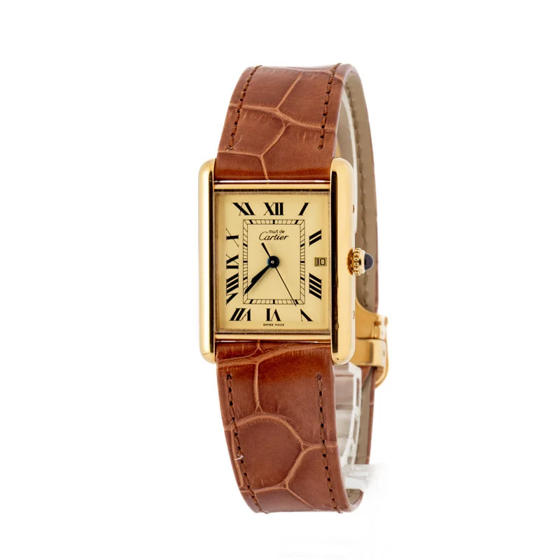 Cartier Tank Vermeil W1017454 Ivory Dial 25 mm kol saati