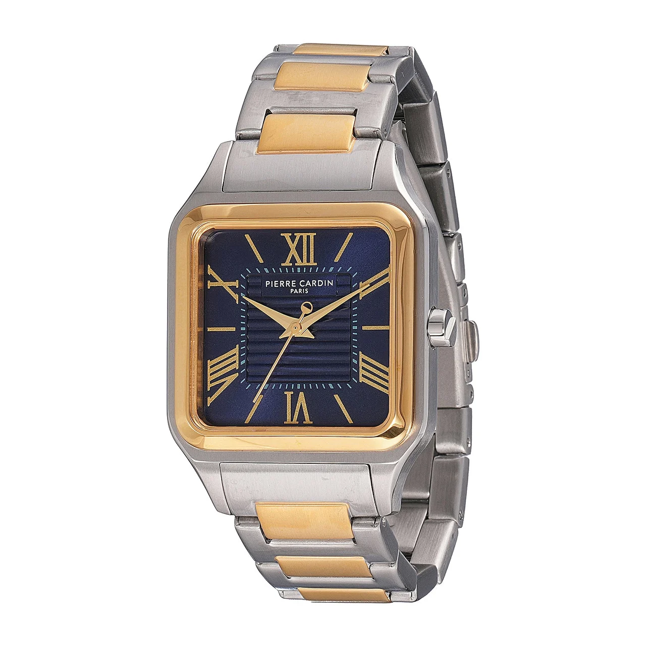 Ménilmontant Carré Men’s Square Watch - Two-Tone Gold & Silver Case, Blue Dial with Two-Tone Gold & Silver Strap CF.1006.MU.1 42 mm kol saati