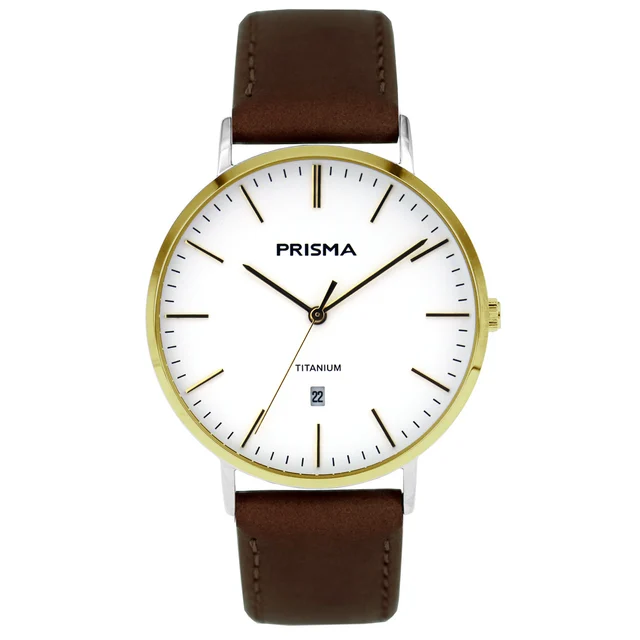 Prisma watch P.1489 Men Titanium brown leather kol saati