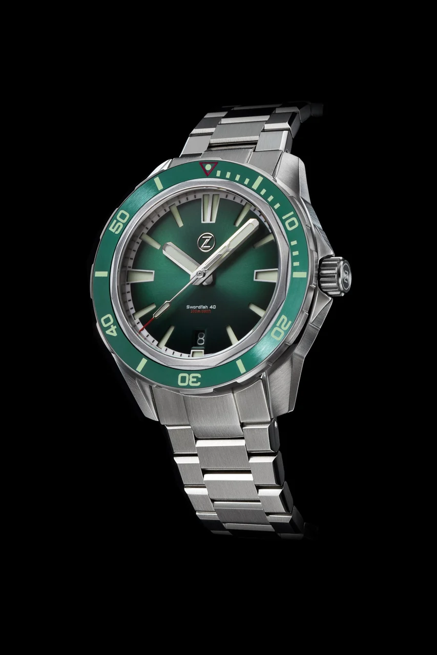 Zelos Swordfish 40mm SS Emerald Green 40 mm kol saati