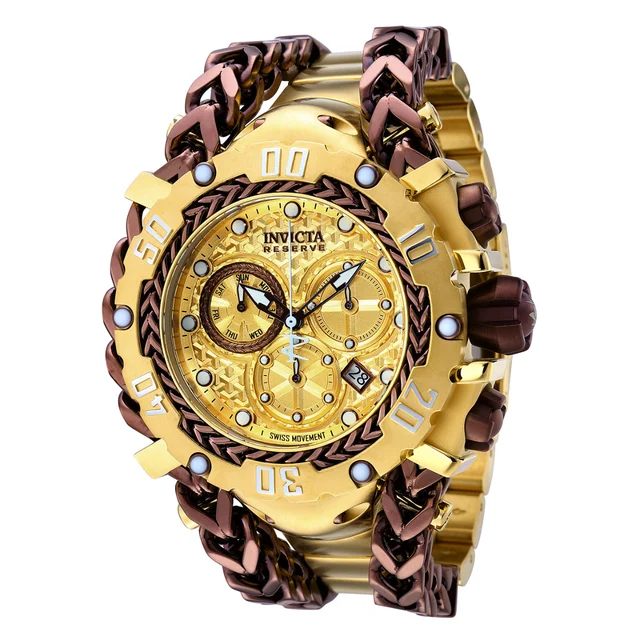 Invicta Reserve Gladiator Swiss Ronda Z60 Caliber Watch - 55.25mm, Gold, Brown (36624) kol