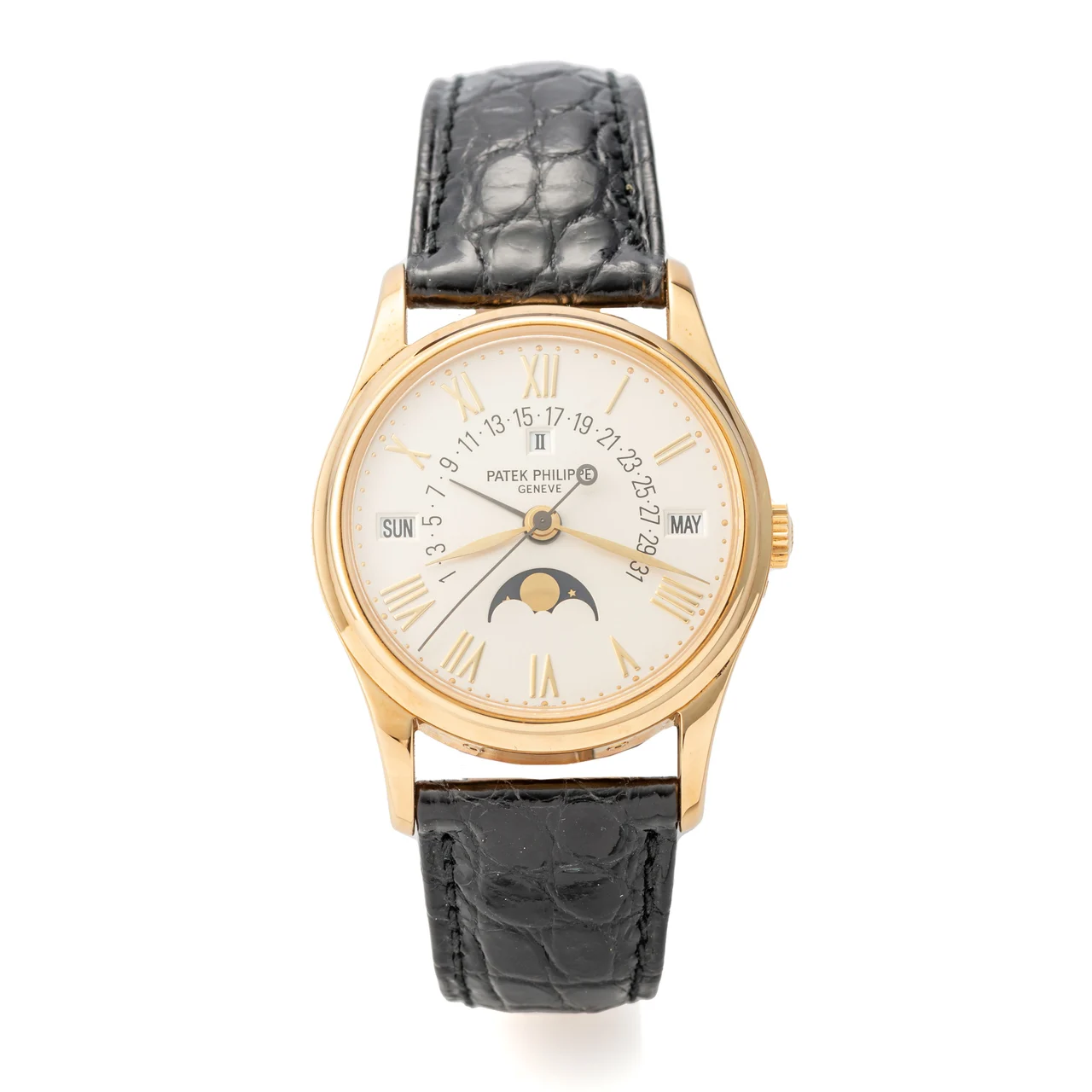 Patek Philippe PATEK PHILIPPE REF. 5050 PERPETUAL CALENDAR YELLOW GOLD Very fine and rare, self-winding, 18K yellow gold wristwatch with perpetual calendar and moon phases. kol saati