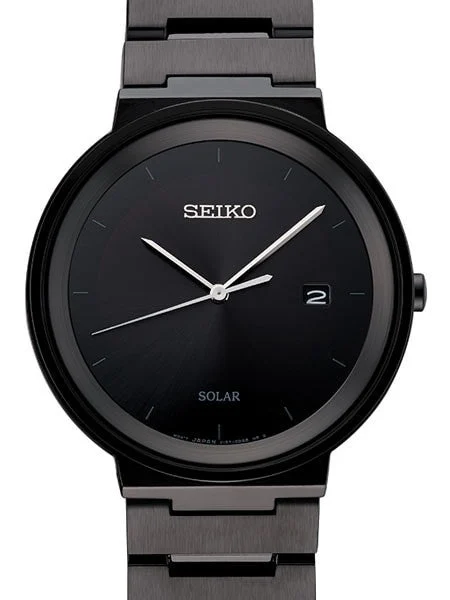 Seiko Sleek Solar Watch with 40mm Black Ion Stainless Steel Case #SNE481 kol saati