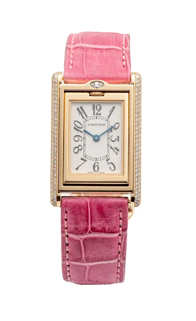 Cartier CARTIER, REF. 2506, TANK BASCULANTE, CLOISONNE ENAMEL PARROT LOVERS, DIAMOND BEZEL