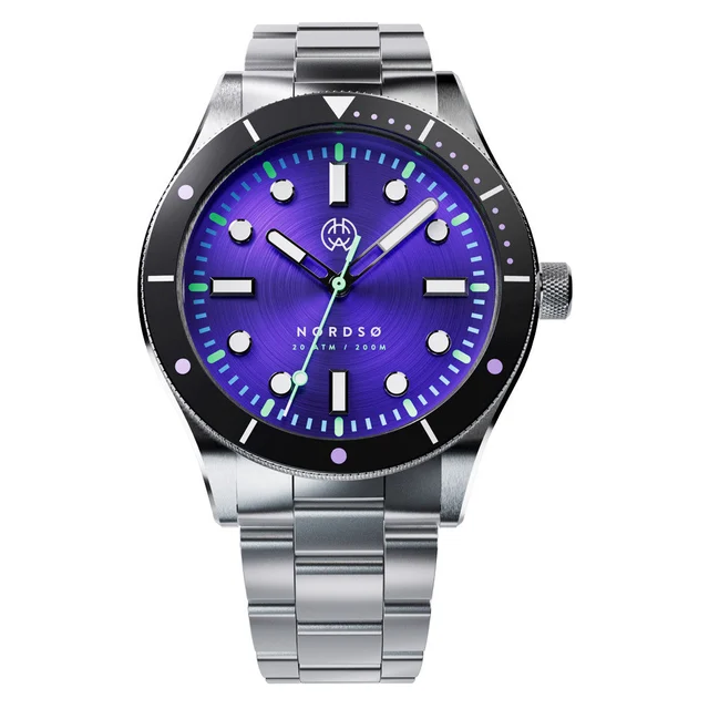 Henry Archer Nordso Automatic Dive Watch with Cosmic Purple Dial #HAC-NOR-COS-3LI kol saat