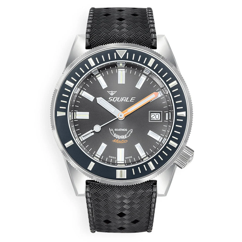 Squale Matic 600 meter Professional Swiss Automatic Dive watch with 44mm Polished Case #Matic-Black-Pol 44 mm kol saati