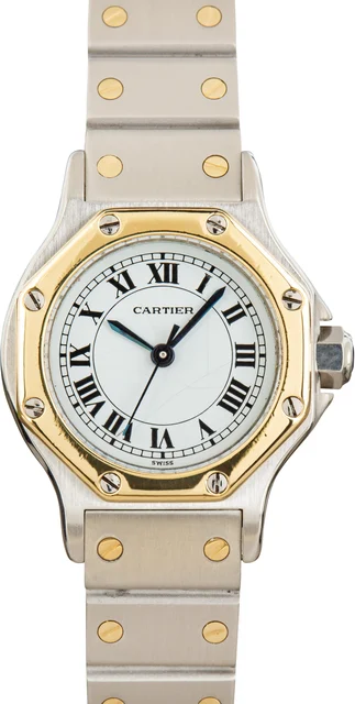Cartier CARTIER, REF. 0907, SANTOS OCTAGON, AUTOMATIC, GREY ‘‘GHOST’’ DIAL, 18K YELLOW GOL