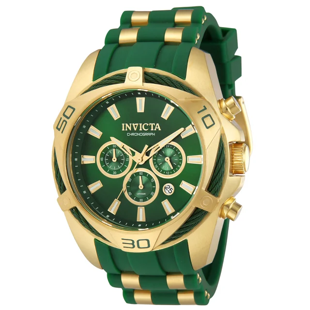 Invicta Bolt Vanguard Watch - 50mm. Gold, Green (43762) kol saati