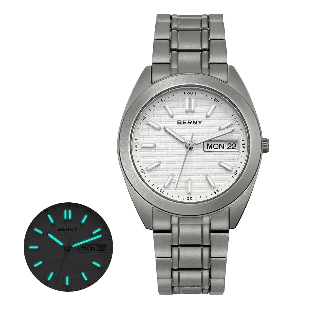 BERNY Men Quartz Titanium Dress Watch-T2597MS T2597MS-C kol saati
