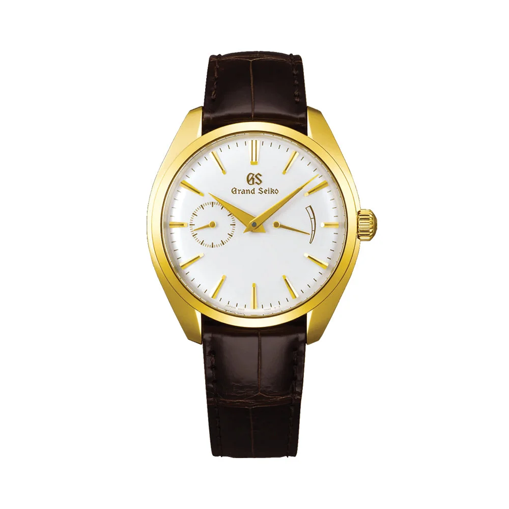 Grand Seiko Elegance Manual 18K Yellow Gold 39mm - White on Leather Strap SBGK006 39 mm kol saati
