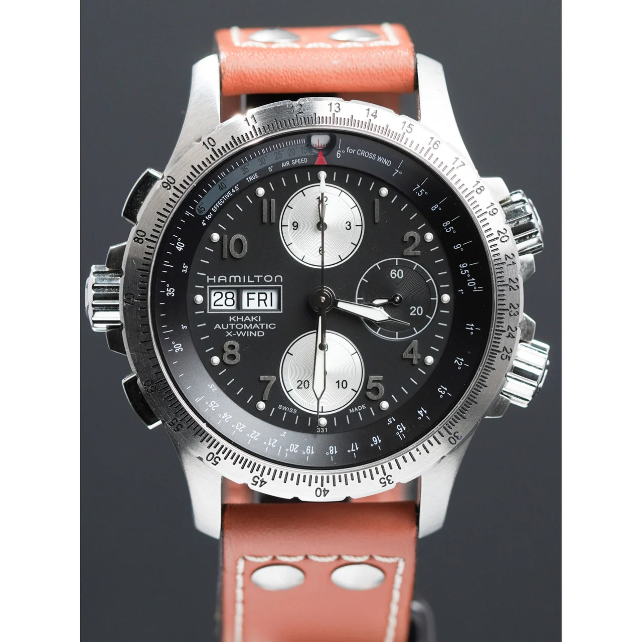 Hamilton Khaki Aviation X-Wind Chrono 44mm Leather 210009N30708 44 mm kol saati