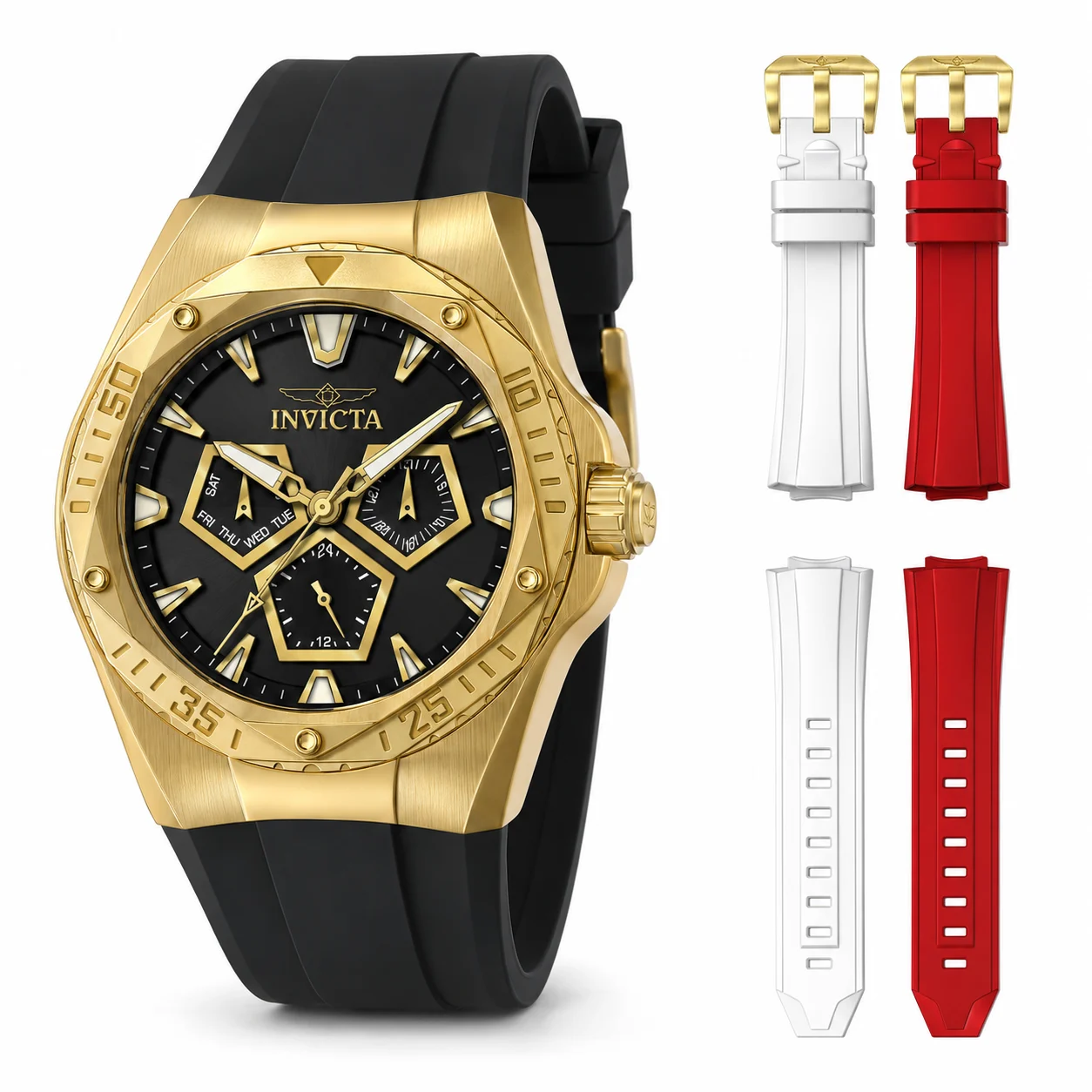 Invicta Speedway Pentora Watch - 45mm, Red, White, Black with Interchangeable Strap (51132) 45 mm kol saati