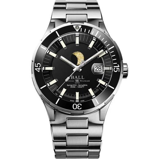 Ball Roadmaster Challenger Moonphase 40mm Black Dial on Bracelet DM3130B-S13J-BK 40 mm kol saati