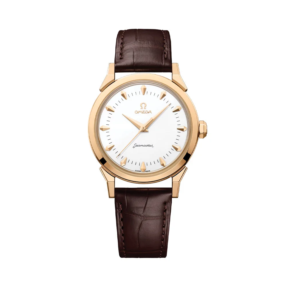 OMEGA Seamaster Heritage Milano Cortina 2026 Moonshine‚ Gold 37mm - White on Leather Strap O52253372004001 37 mm kol saati