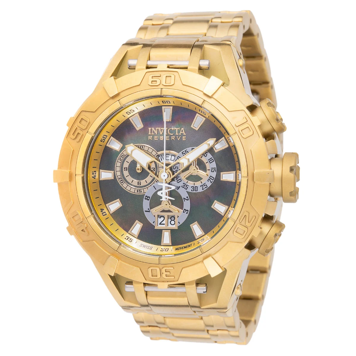 Invicta Reserve Specialty Subaqua Swiss Ronda 5050.C Caliber Watch w/ Mother of Pearl Dial - 54mm. Gold. Steel (49348) kol saati