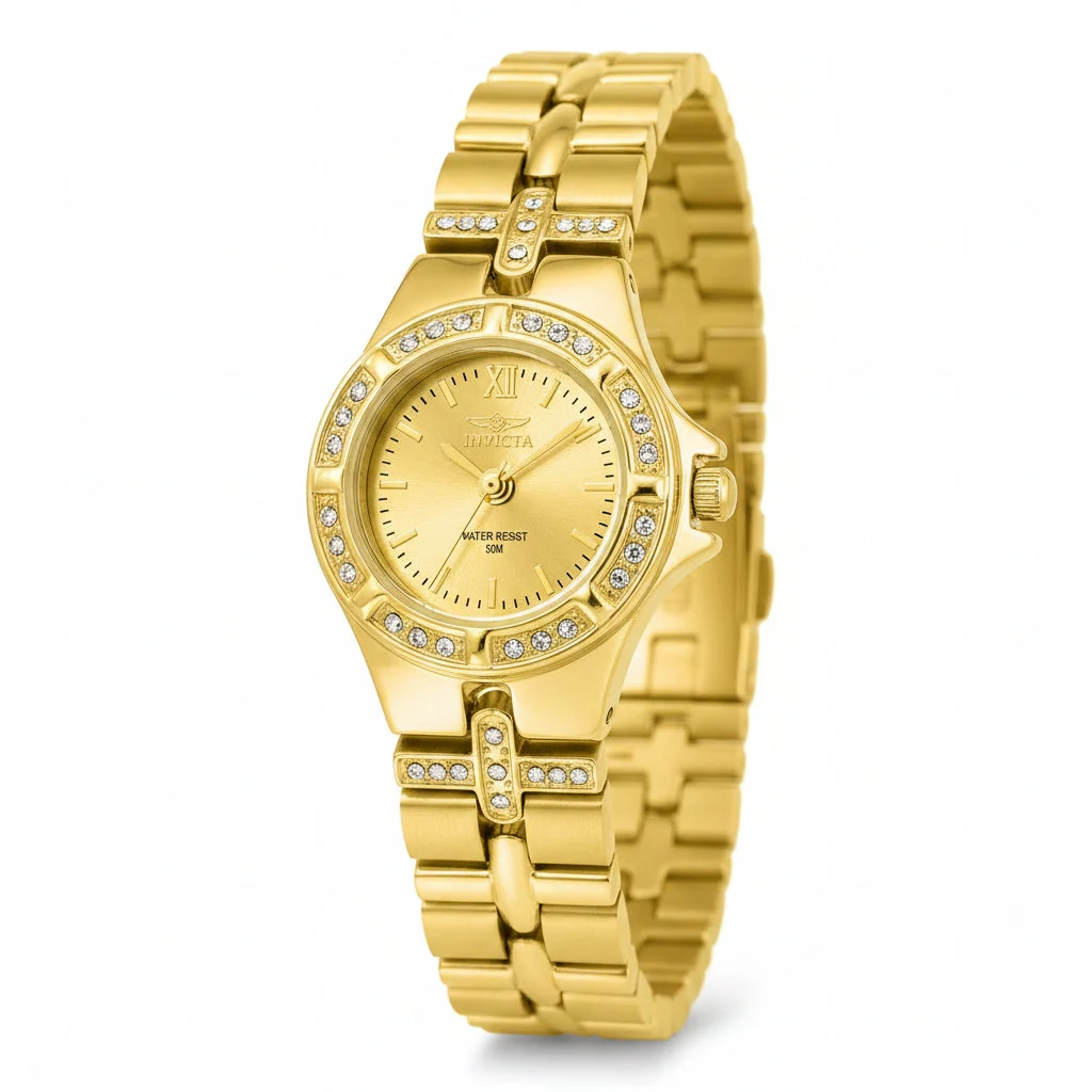 Invicta Open Box Wildflower Ferryn Swiss Ronda 763 Caliber Watch - 21.5mm, Gold (AIC-0134) kol saati